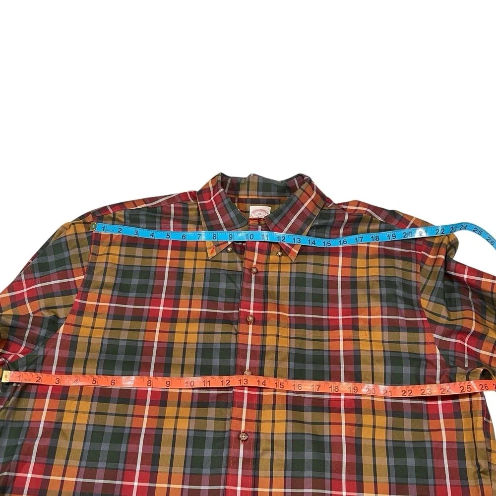 Brooks‎ Brothers XL Multicolor Plaid Button Down Shirt Non-Iron Preppy Classic